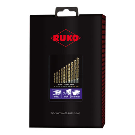 RUKO Jeu de forets hélicoïdaux DIN 338 UNI Ø nominal 1-10x0,5 mm ( 4000606341 )