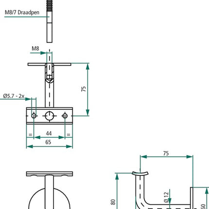 Supporto corrimano Intersteel ( 3000210972 ) supporto curvo in acciaio inox satinato