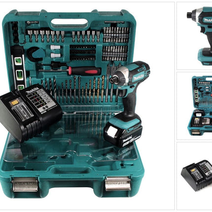 Makita DTD 152 STTK Akku Schlagschrauber 18 V mit 5,0 Ah Akku, Ladegerät und 101 tlg. Zubehör Set - Toolbrothers