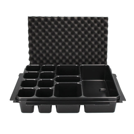 Makita P-83674 Inserto universale con 12 scomparti + Inserto in schiuma per coperchio - per valigetta Makpac