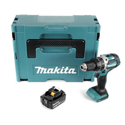 Makita DHP 484 T1J Trapano avvitatore con percussione a batteria 18V 54Nm + 1x Batteria 5,0 Ah + Valigetta Makpac - senza caricabatterie