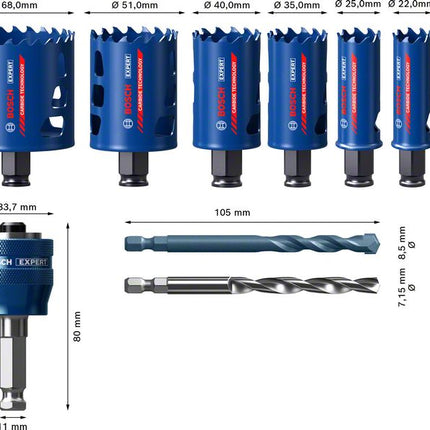Bosch Expert Tough Material Lochsägen Set 22 - 68 mm 9 tlg. ( 2608900446 ) Carbide Universal - Toolbrothers