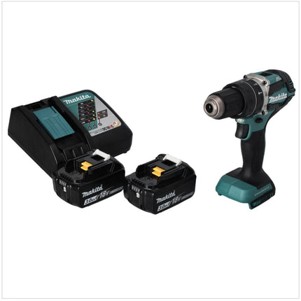 Trapano a percussione a batteria Makita DHP 484 RF 18 V 54 Nm brushless + 2x batteria ricaricabile 3,0 Ah + caricabatterie