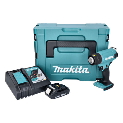 Makita DHG 180 RA1J Akku Heißluftgebläse 18 V 550 °C + 1x Akku 2,0 Ah + Ladegerät + Makpac