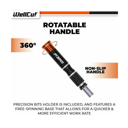Jeu d'embouts de tournevis multi-usages de précision WellCut, tournevis avec manche antidérapant, 20x embouts, boîte de rangement, 21 pièces ( WC-MPS21U )