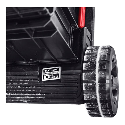 Qbrick System ONE Plateforme de transport empilable 745 x 510 x 180 mm avec roues pivotantes en métal et frein