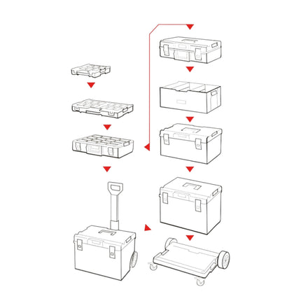 Qbrick System ONE 450 2.0 PROFI RED ULTRA HD Valigia portautensili personalizzata organizzatore modulare 585 x 385 x 420 mm 52 l impilabile IP66