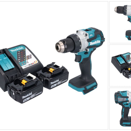 Makita DHP 489 RT Perceuse-visseuse à percussion sans fil 18 V 73 Nm Brushless + 2x batterie 5,0 Ah + chargeur