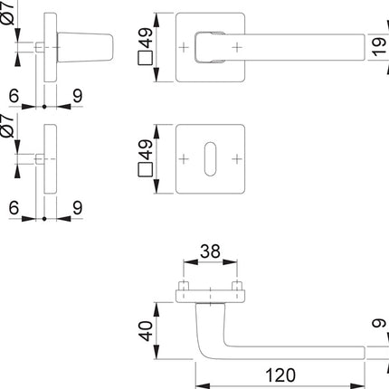 HOPPE set di rose Dublin 1124 / 843KV/843KVS Alluminio F1 ( 3000203135 )