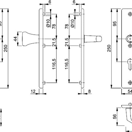 HOPPE Schutzgarnitur Birmingham 78G/2221A/2440/1117 Aluminium F1 ( 3000220073 )