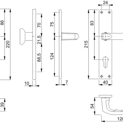 HOPPE Langschildgarnitur London 54/227/202SP/113 Aluminium F2 ( 3000252241 )
