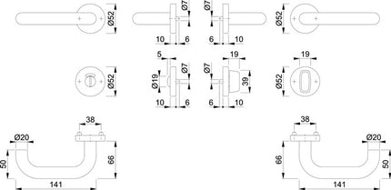 HOPPE Rosettengarnitur Paris E138/42H/42HKVS Edelstahl F69 ( 3000203102 )