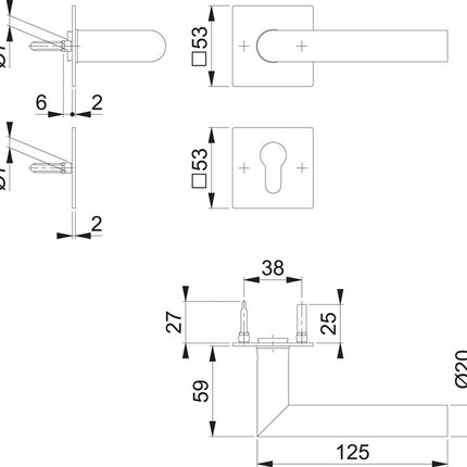 HOPPE Rosettengarnitur Amsterdam E1400Z/848N/848NS Edelstahl F9714M ( 3000209765 )