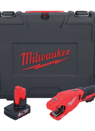 Milwaukee M12 PCSS-601C Akku Edelstahl Rohrabschneider 12 V 12 - 28 mm + 1x Akku 6,0 Ah + Koffer - ohne Ladegerät