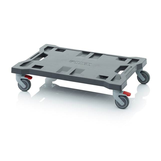 AUER Chariot de transport Rollbrett Boîte à outils 600 x 400 mm 250 kg de capacité de charge gris ( TB TR 64 FE ) 4x roues directrices 2x freins de blocage