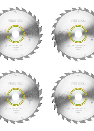 Festool HW 230x2.5x30 W24 circular saw blade WOOD STANDARD 4 pcs. ( 4x 500647 ) 230 x 2.5 x 30 mm 24 teeth for all wood-based materials, building material boards, soft plastics, rough cut