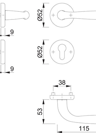 HOPPE set di rose Maribor 1766 / 17KV/17KVS Alluminio F1 ( 3000203145 )