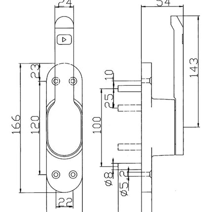 DENI VARIO bullone di azionamento porta DIN sinistra / destra anodizzato argento ( 3000255656 )