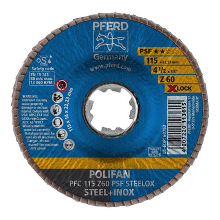 PFERD Disque à lamelles X-LOCK PSF Z STEELOX D. 125 mm granulation 60 conique ( 4000840253 )