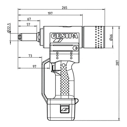 GESIPA Appareil à rivetage aveugle sans fil AccuBird® 7 pièces 10000 N ( 4000813080 )