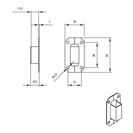 Boucle de barre DENI adaptée à la barre de crémone 10 mm ( 3000255672 )