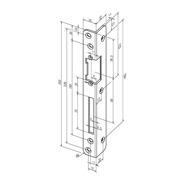 ASSA ABLOY Sicherheits-Winkelschließblech 069 Stärke 3 mm ( 3324034025 )