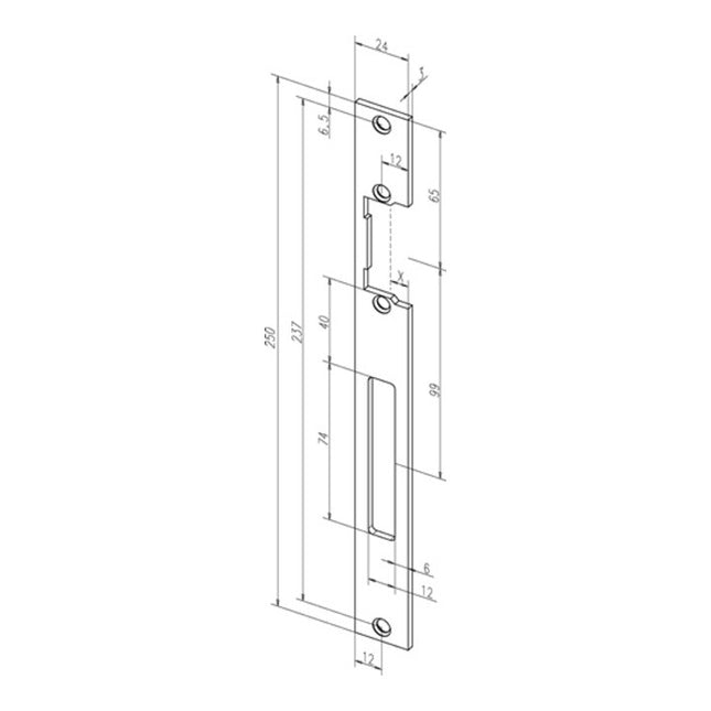 ASSA ABLOY Flachschließblech 690 Edelstahl matt käntig ( 3324034053 )