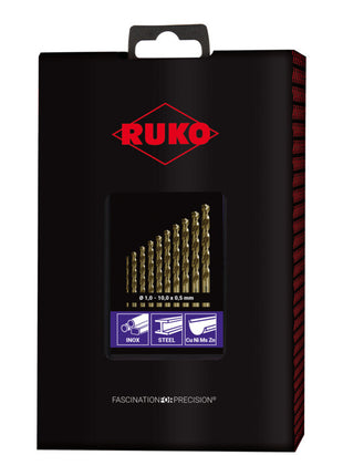 RUKO Jeu de forets hélicoïdaux DIN 338 Type VA d. nominal 1-10x0,5 mm ( 4000600881 )