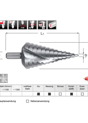 RUKO step drill bit drilling range 4-39 mm ( 4000601712 )