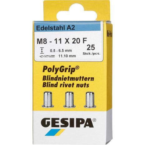 GESIPA blind rivet nut PolyGrip(R) rivet shank d x l 11 x 20 mm M8 ( 4000813831 )