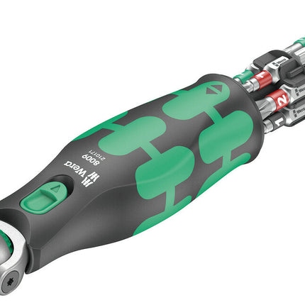 WERA Cricchetto girevole e reversibile 8009 Zyklop Set tascabile 1 3/8 ″ + 1/4 ″ 72 denti ( 4000822450 )