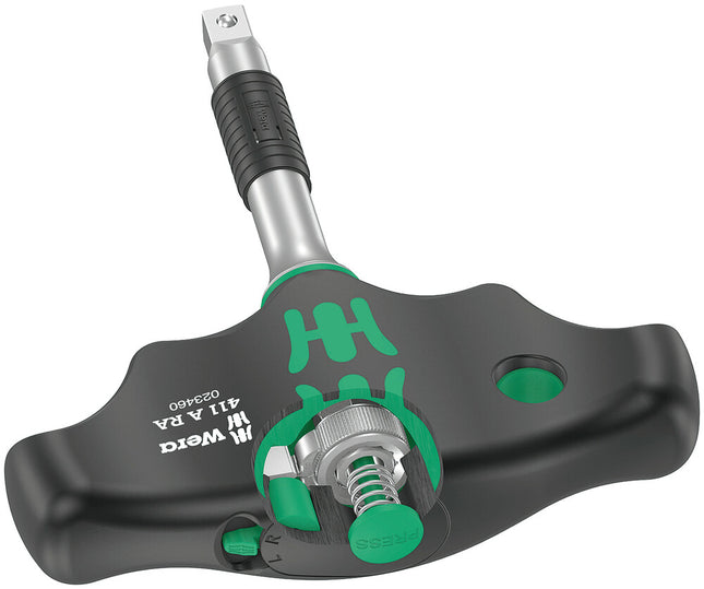 WERA Cricchetto reversibile a leva 411 A RA Impugnatura a croce 1/4 ″ Denti 80 ( 4000822452 )