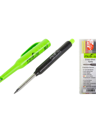 Pica DRY Longlife Automatic Pen Baumarker Tieflochmarker mit Graphitmine + 1 x 8 tlg. Ersatzminen Basis-Set Bunt - Toolbrothers