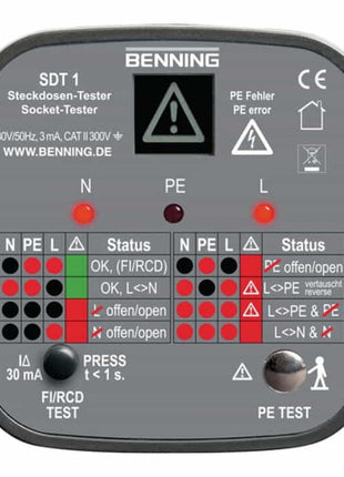 BENNING SDT 1 socket outlet tester for testing socket outlets with earthing contact ( 4000828811 )