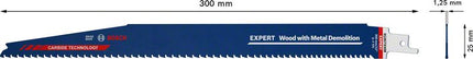 Lame de scie sabre BOSCH Wood Metal Demolition S 1267 XHM Longueur 300 mm Largeur 25 mm ( 4000837466 )