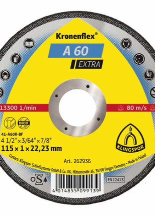 KLINGSPOR cutting disc A 60 Extra D125x1mm straight ( 4000841305 )