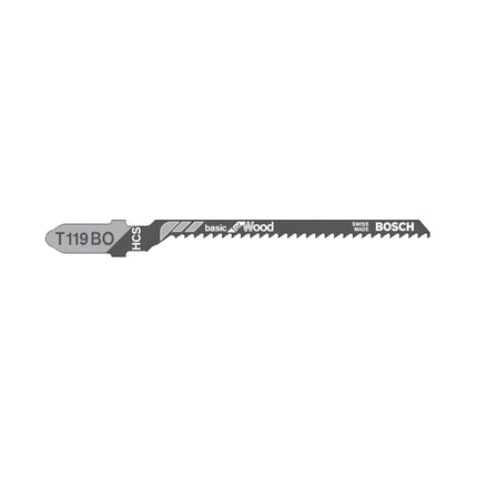 Bosch T 119 BO Stichsägeblätter Basic for Wood für Holzarbeiten bis 15mm Stärke - 100 Stück, gefräste Zähne, für Stichsägen mit T-Schaft-Aufnahme - Toolbrothers