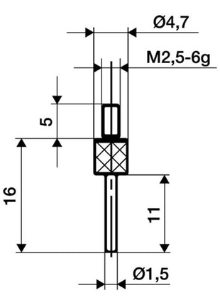 Wkład pomiarowy KÄFER Ø 1,5 mm długość 30 mm trzpień ( 4000851587 )