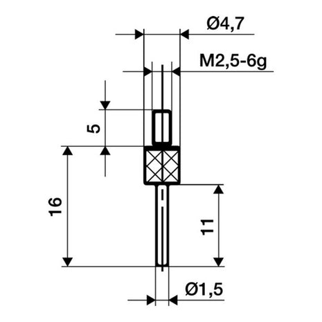 Wkład pomiarowy KÄFER Ø 1,5 mm długość 30 mm trzpień ( 4000851587 )