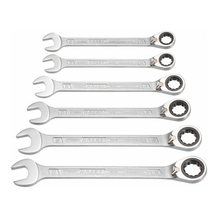 Set di chiavi ad anello a cricchetto HAZET 606/6-1 6 pezzi larghezza chiavi 21-32 mm ( 8000463885 )