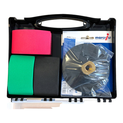 Set per lucidare le piastrelle Marcrist 115 mm + 1x platorello velcro + 3x disco diamantato velcro + 3x platorello per lucidare a mano ( 3999.101.341 ) + custodia