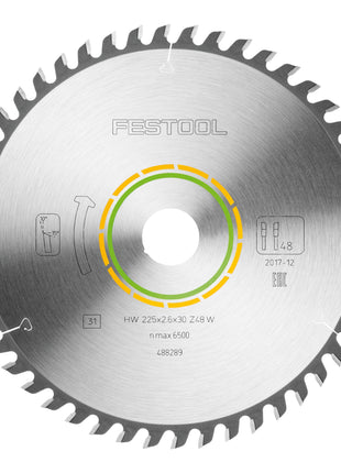 Festool HW 225x2,6x30 W48 circular saw blade WOOD FINE CUT 2 pcs. ( 2x 488289 ) 225 x 2,6 x 30 mm 48 teeth for blockboard, plywood, multiplex boards, acrylic glass, MDF