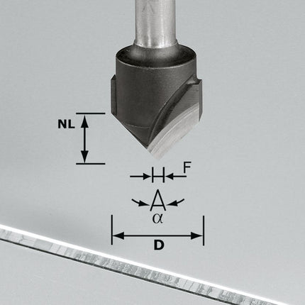 Fraise à rainure en V Festool HW S8 D18-90°/Alu (491444) pour défonceuse