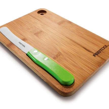 Festool Vesper-Set ( 203992 ) Bambusholz Schneidbrett Edelstahl Messer mit Wellenschnitt