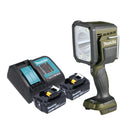 Makita DML 812 SM cordless hand lamp 18 V 1250 lm LED olive green outdoor adventure special edition + 2x rechargeable battery 4.0 Ah + charger