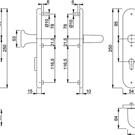 HOPPE Schutzgarnitur San Francisco 86G/3332ZA/3310/1301 Aluminium F1 ( 3000202009 )