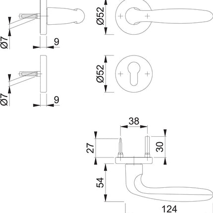 HOPPE Garniture à rosette Verona 1510 / 42KB/42KBS aluminium F1 ( 3000203133 )