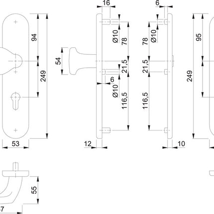 HOPPE Mobili di sicurezza E86G/3331/3310 Acciaio inox F69 ( 3000209779 )