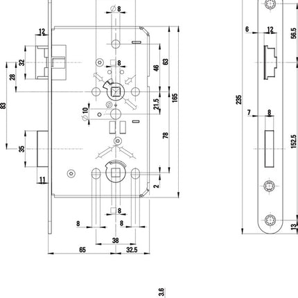 BKS Serrure à encastrer pour porte de chambre 0515 BAD 24/ 65/78/8 mm DIN gauche ( 3000210510 )