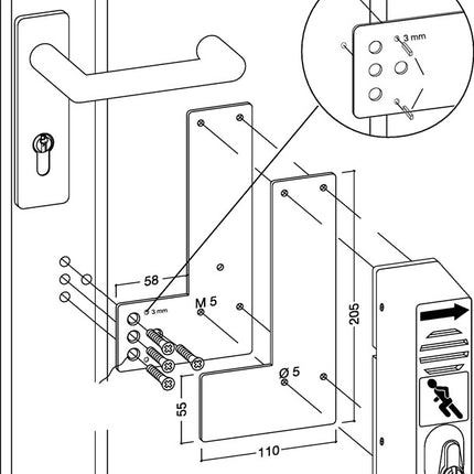 Piastra di montaggio GFS 901 - / 991 470 Montaggio su porte in vetro ( 3000250546 )